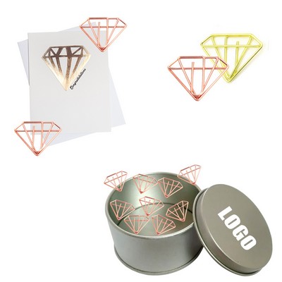 Stylish Diamond Shaped Paper Clips in Tin Box