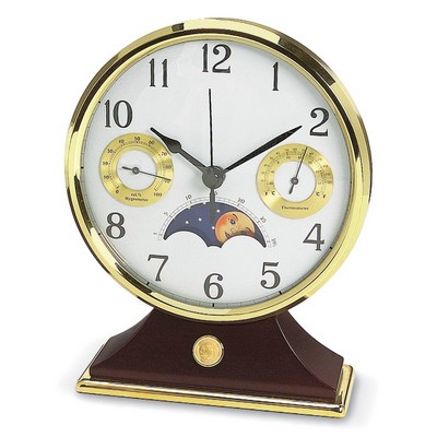 Moonface Mantle Clock W/ Gold Medallion