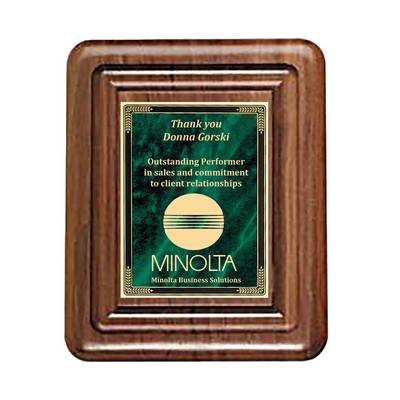Routed Walnut with Green Marble Mist Plaque, 7-5/8"x9-5/8"