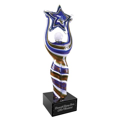 12" Glass Figure with Star and Black Base