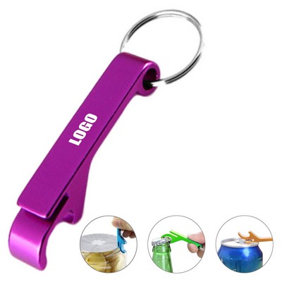 Stylish Aluminum Bottle Opener Keychain With Metal Split Ring