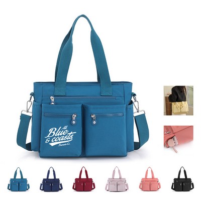 Waterproof Nylon Laptop Tote Bag with Multiple Compartments