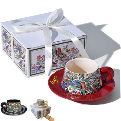 Vintage Floral Porcelain Tea Cups and Saucers Set