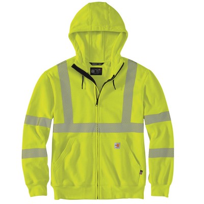 Carhartt 105786 Mens Flame Resistant High-Visibility Force Loose Fit Midweight Full-Zip Class 3 Swea