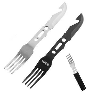 Outdoor Multi-Tool Kit with Fork and Knife Stainless Steel Design