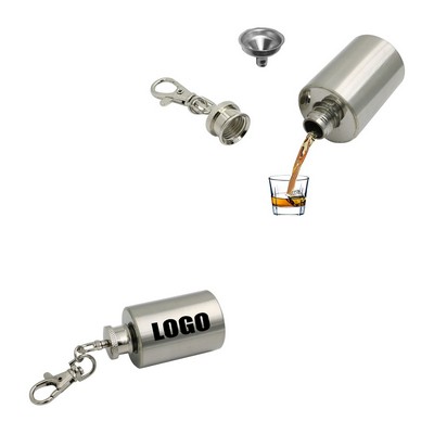 1 oz. Bottle Shape Stainless Steel Flask with Key Chain