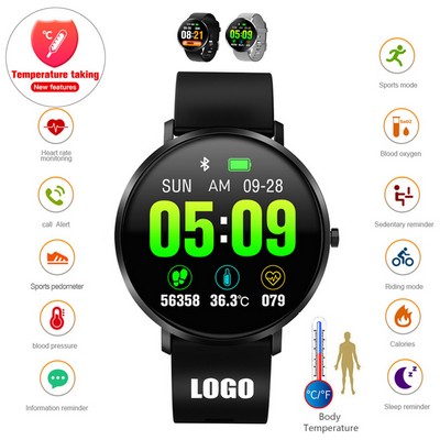 Round Fitness Tracker Bracelet With Body Temperature Sensor