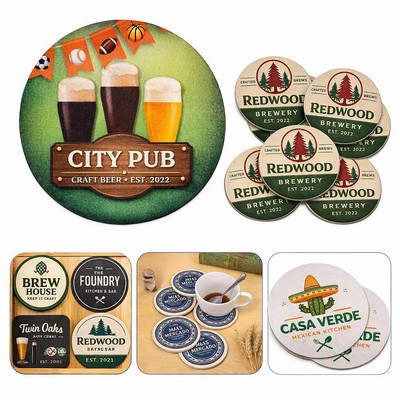 Full Color Double-Sided Print Pulpboard Coaster-4" Round