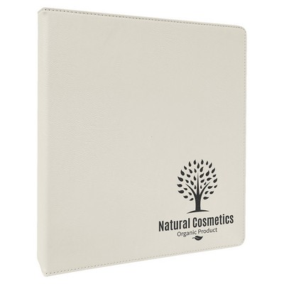 White Leatherette 3 Ring Binder with 1" Slant DRings