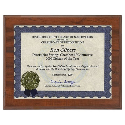 Cherry Finish Slide-In Frame Plaque w/11" x 8.5" Window