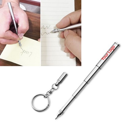 Stainless Steel Telescopic Keychain Pen