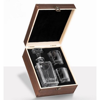 Decanter With 2 Glasses - Wood Box