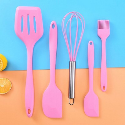 Silicone Spatula Scraper Oil Brush Whisk 5 Pcs Set Heat Resistance Multi-function Kitchen Utensils
