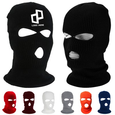 3-Hole Knitted Full Face Mask Ski Neck Gaiter