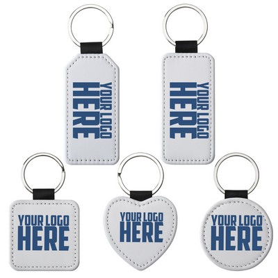 Rectangle Shaped Dye-sublimated Leather Key Tag