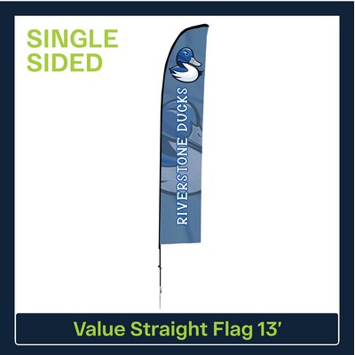 Value 13' Straight Flag - Single Sided w/Spike Base and Carry Bag