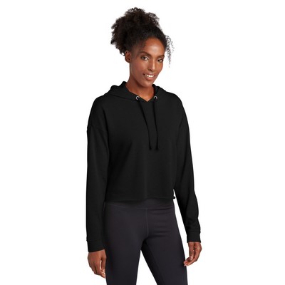 Sport-Tek Women's PosiCharge Tri-Blend Wicking Fleece Crop Hooded Pullover