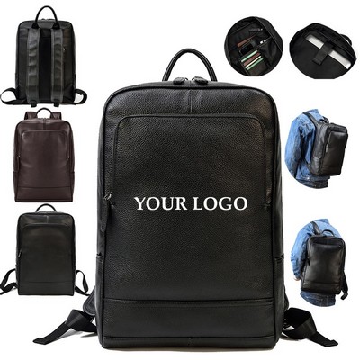 Men Full Grain Genuine Leather Laptop Backpack