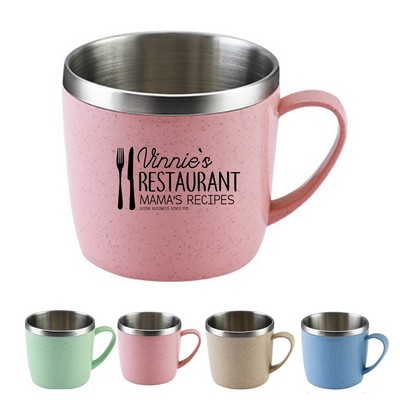 8 oz Stainless Steel Wheat Straw Double Walled Coffee Cup