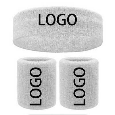 Custom Sports Sweat Wicking Unisex Terry Cloth Wristband & Headband Set