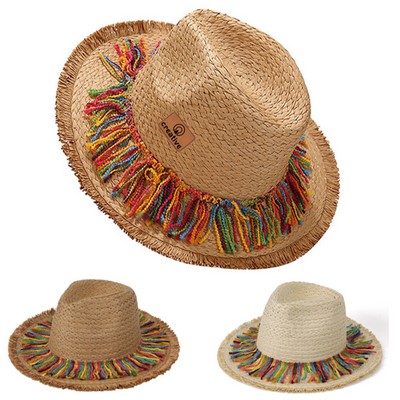 Colored Tassel Summer Straw Hat