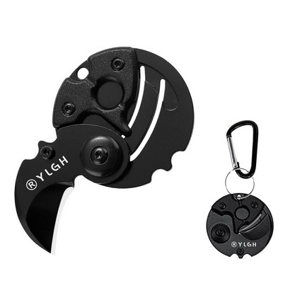 Round Foldable Knife With Carabiner