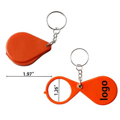 Plastic Mini Folding Portable Magnifier Keychain 2" x 1 1/2"