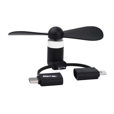 3-in-1 Mini Smartphone Fan – Lightning, USB-C, Micro USB Compatible