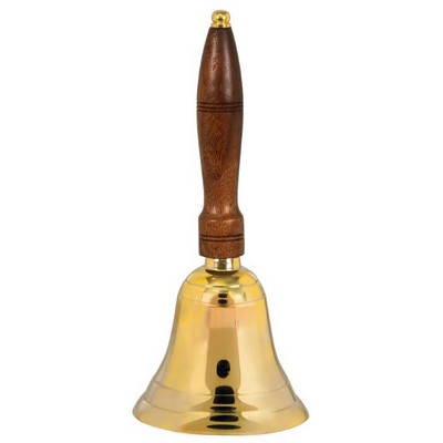 10 1/2" Brass School Bell with Wooden Handle