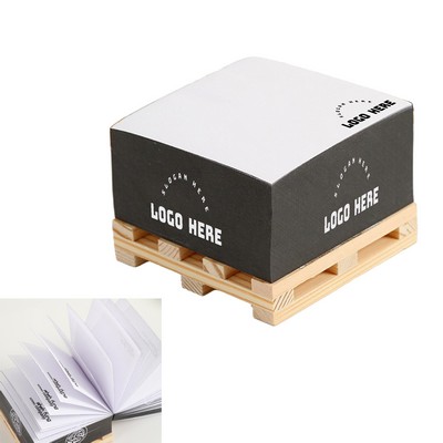 Self Adhesive Note Cube With Wooden Pallet