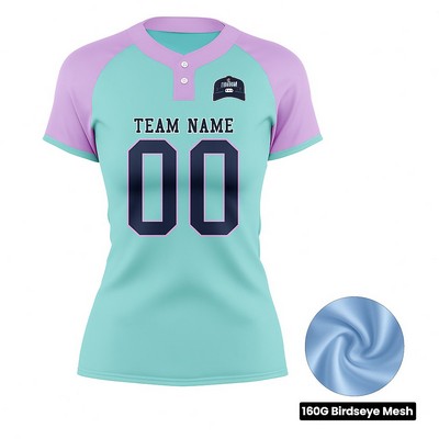 Women's Sublimation Birdseye Mesh 2-Button Baseball Jersey