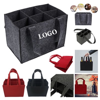 Durable Insulated Tote Bag with 6 Wine Slots
