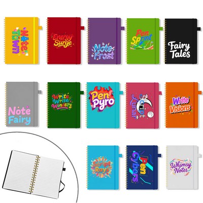 Soft 5" x 7" Spiral Journal Notebook W/Pen Loop