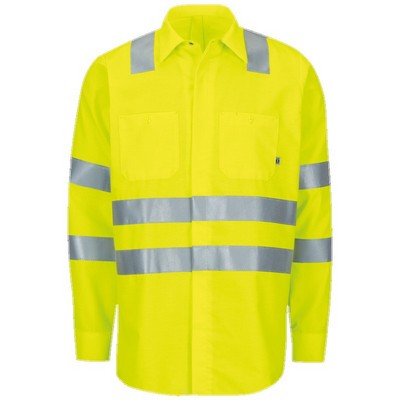 Red Kap Long Sleeve Hi-Visibility Ripstop Work Shirt with MIMIX® + OilBlok, Type R Class 3