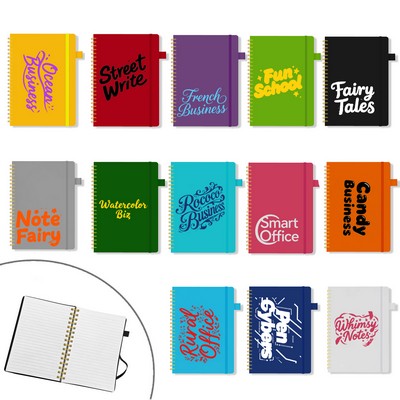 Soft 5" x 7" Spiral Journal Notebook W/Pen Loop