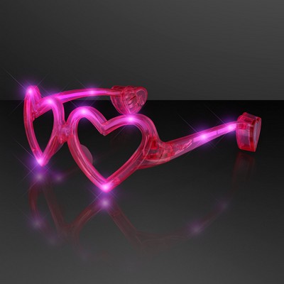 LED Pink Heart Glasses, No Lens, Novelty Eyeglasses - BLANK