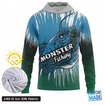 Unisex Long Sleeve Hooded Fishing T-Shirt 180G Ice-Silk