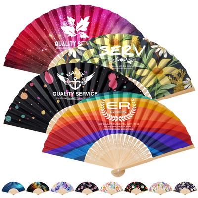 Full Color Foldable Bamboo Paper Hand Fan