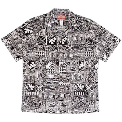 Hawaiian Tropical Print Black Cotton Shirt