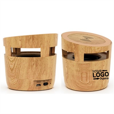 Woodgrain Wireless Charging Speaker