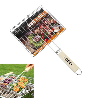 Portable Camping Fish Grill Basket Mesh Rack for Meat Vegetables Easy Clean BBQ Rack