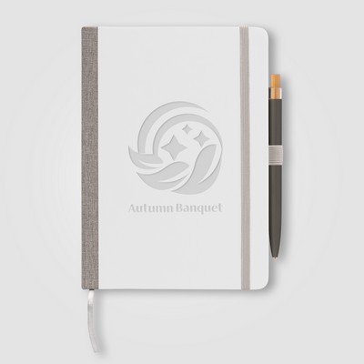 Steinbeck Recycled Hard Cover Journal & Pen Set - A5 5.9'' x 8.3'' - Debossed