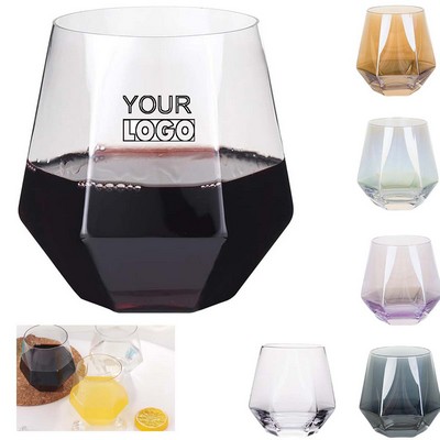 10 OZ Elegant Diamond Shaped Stemless Wine Goblet