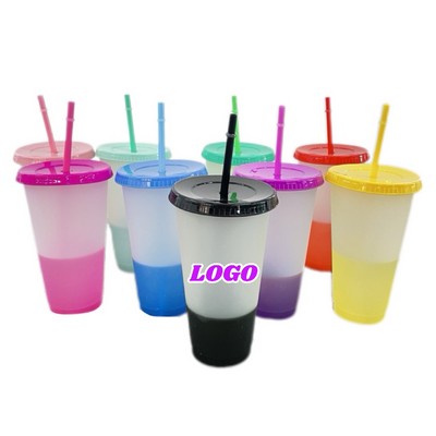 24 Oz Color Changing Straw Cup