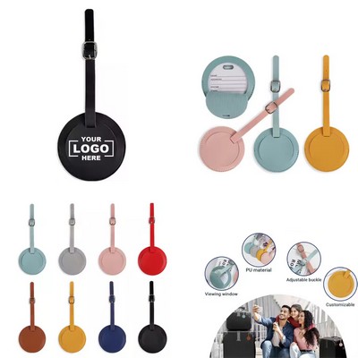 Stylish Round PU Luggage Tag for Travelers