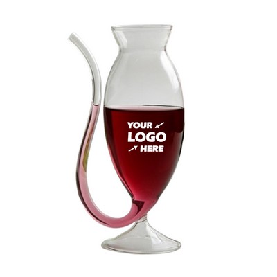 Wine Glass Cup with Straw