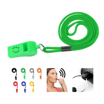 Plastic Whistle with Lanyard for Sports and Safety