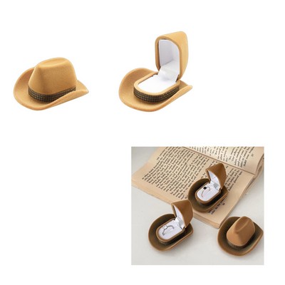 Stylish Premium Velvet Ring Box with Cowboy Hat Design
