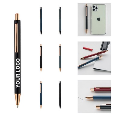 Aluminum Alloy Retractable Ballpoint With Ridged Grip