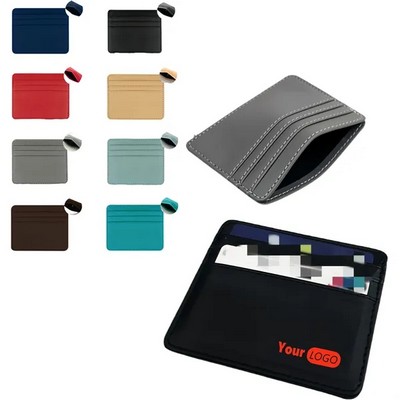 PU Leather Ultra-thin Card Holder With Four Card Slots(Ocean)